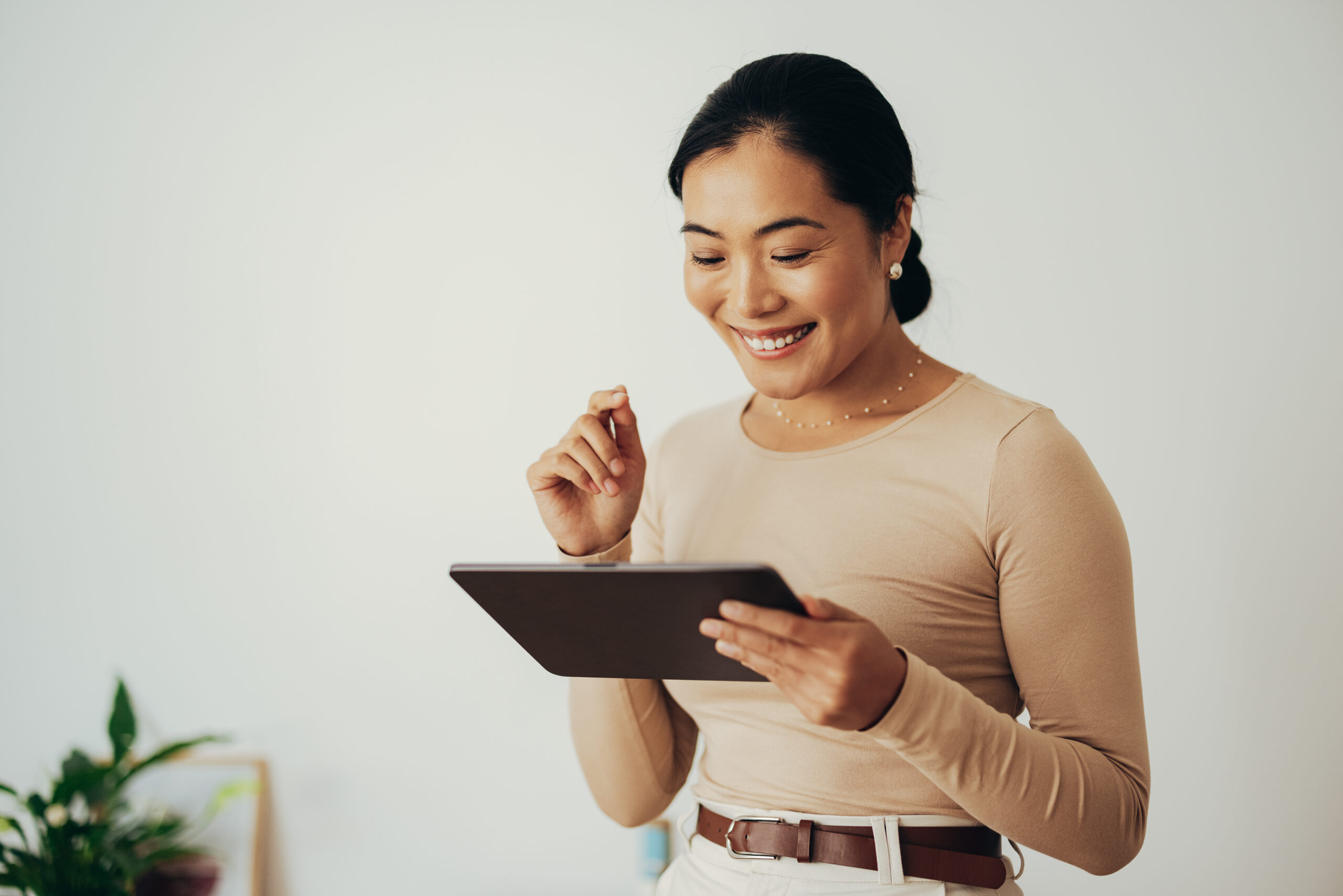 Woman looking at iPad